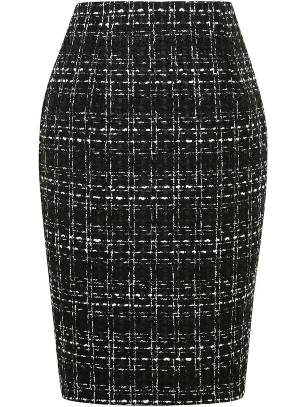 Knee-Length Plaid Wool Skirt for Women - Fall Winter Pencil Style with Slit